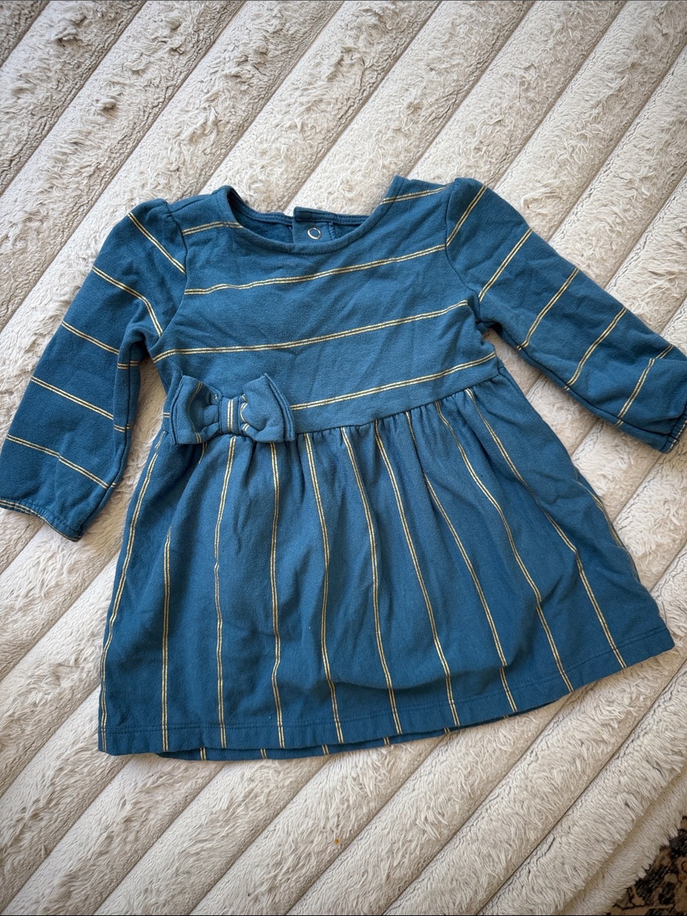 Carter's Teal Dress with Gold Stripes and Side Bow
